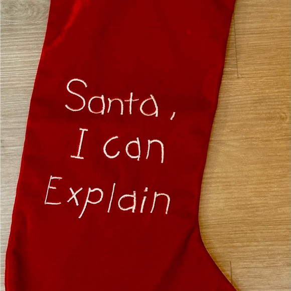 “Santa, I Can Explain” Christmas Stocking - Red/White, 17” Fun Holiday Decor - Picture 15 of 16